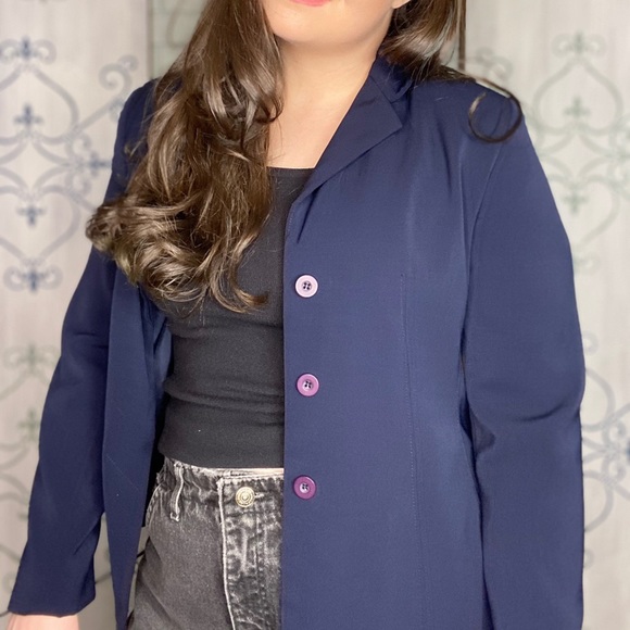 Vintage Navy Fitted Blazer Jacket by Paul Harris Design Size Small - Picture 3 of 4